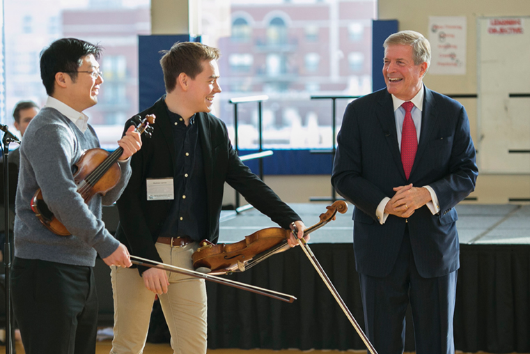 Polisi with students Doori Na and Matthew Lipman