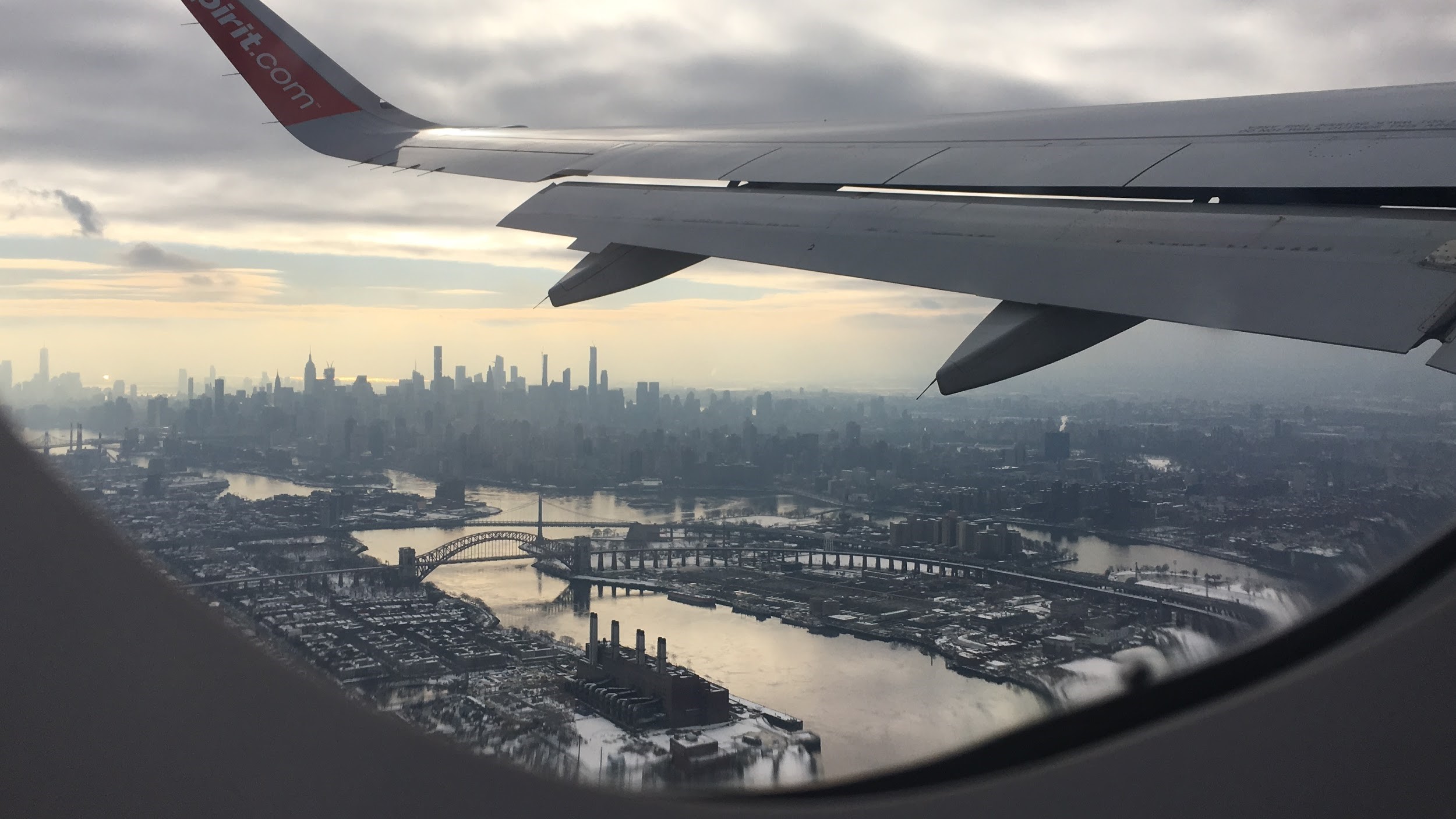 The view of New York City from an airplane