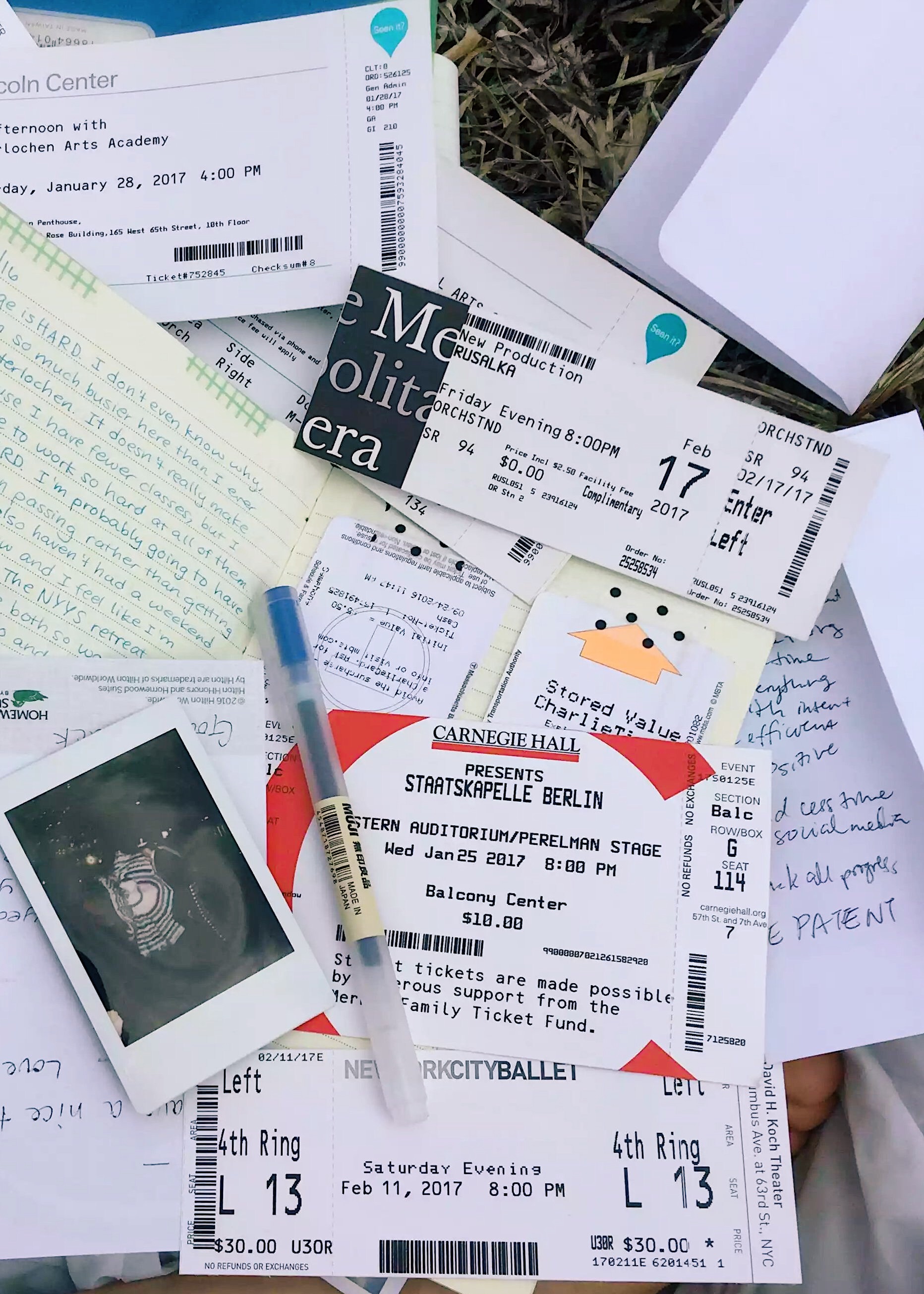 A pile of ticket stubs
