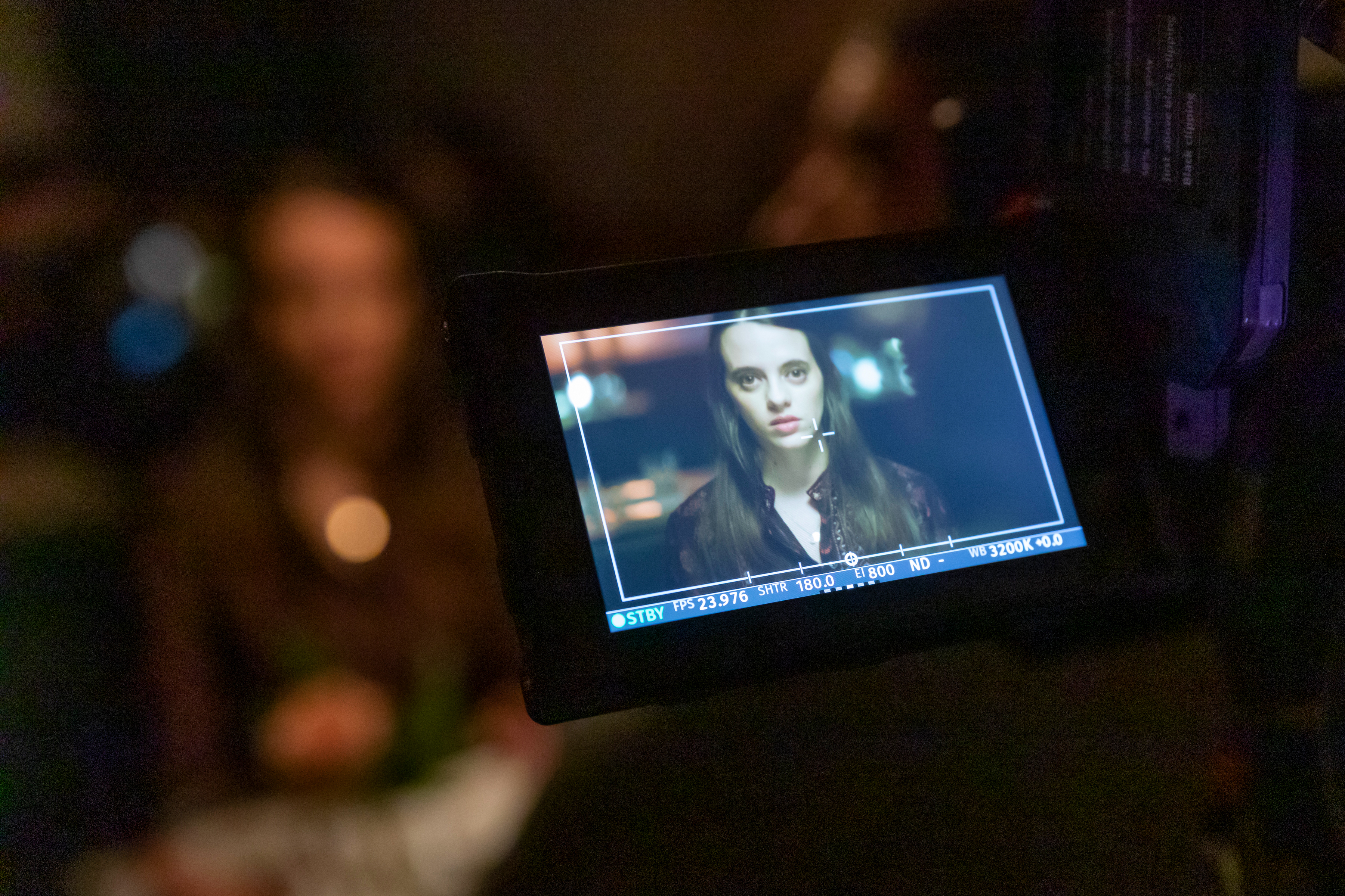 Portrait of an actor in camera preview screen