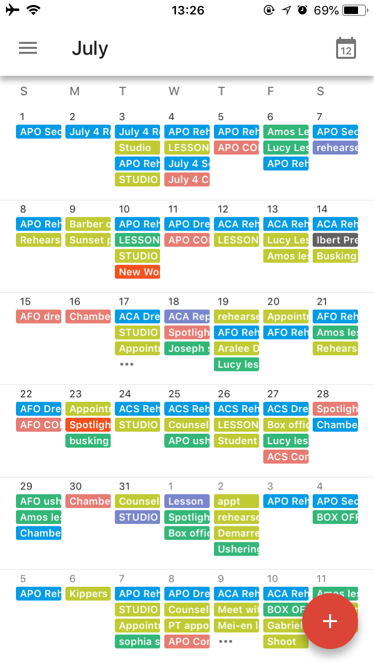 A screenshot of Mei's calendar