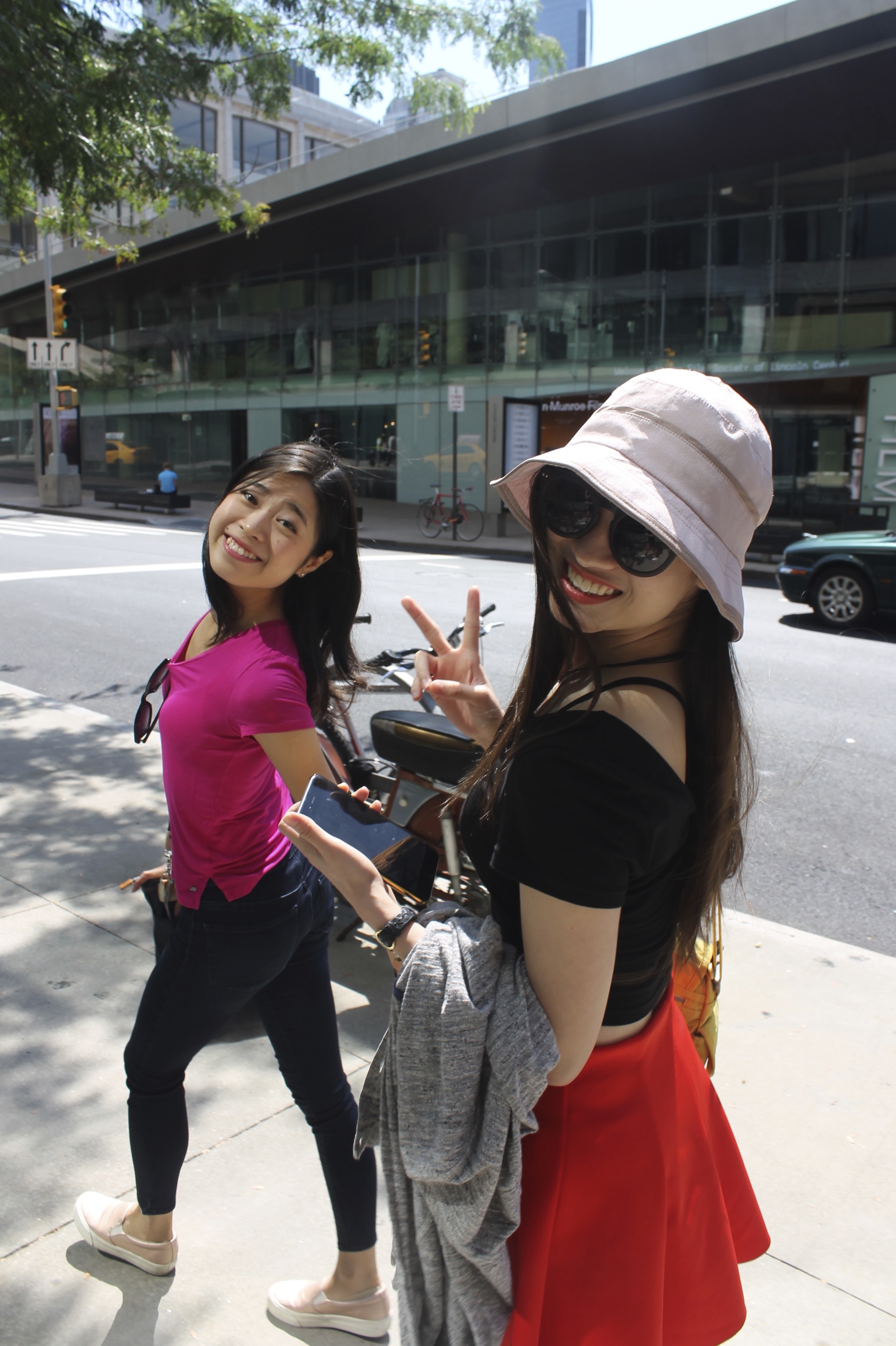 A few friends pose outside Juilliard.