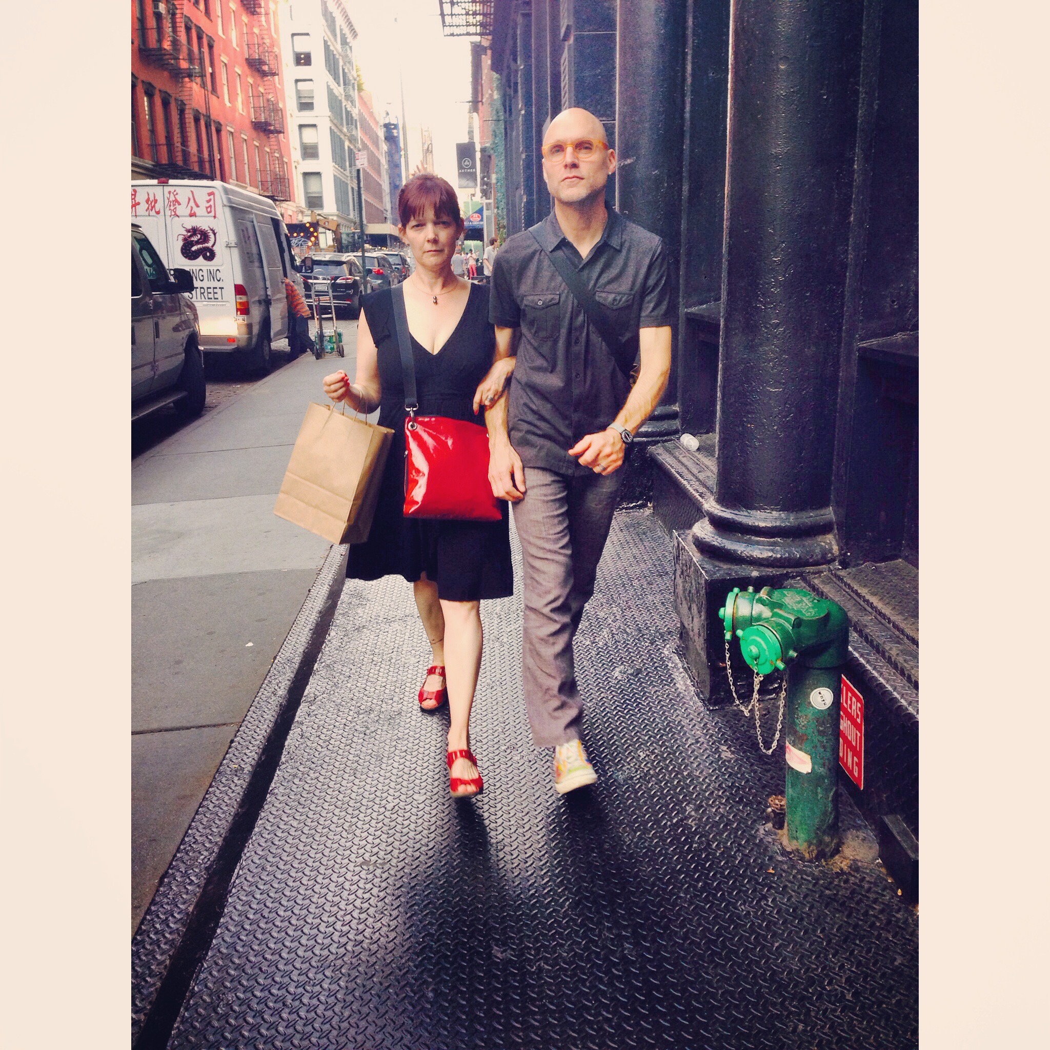 Mossy's parents walking on the street