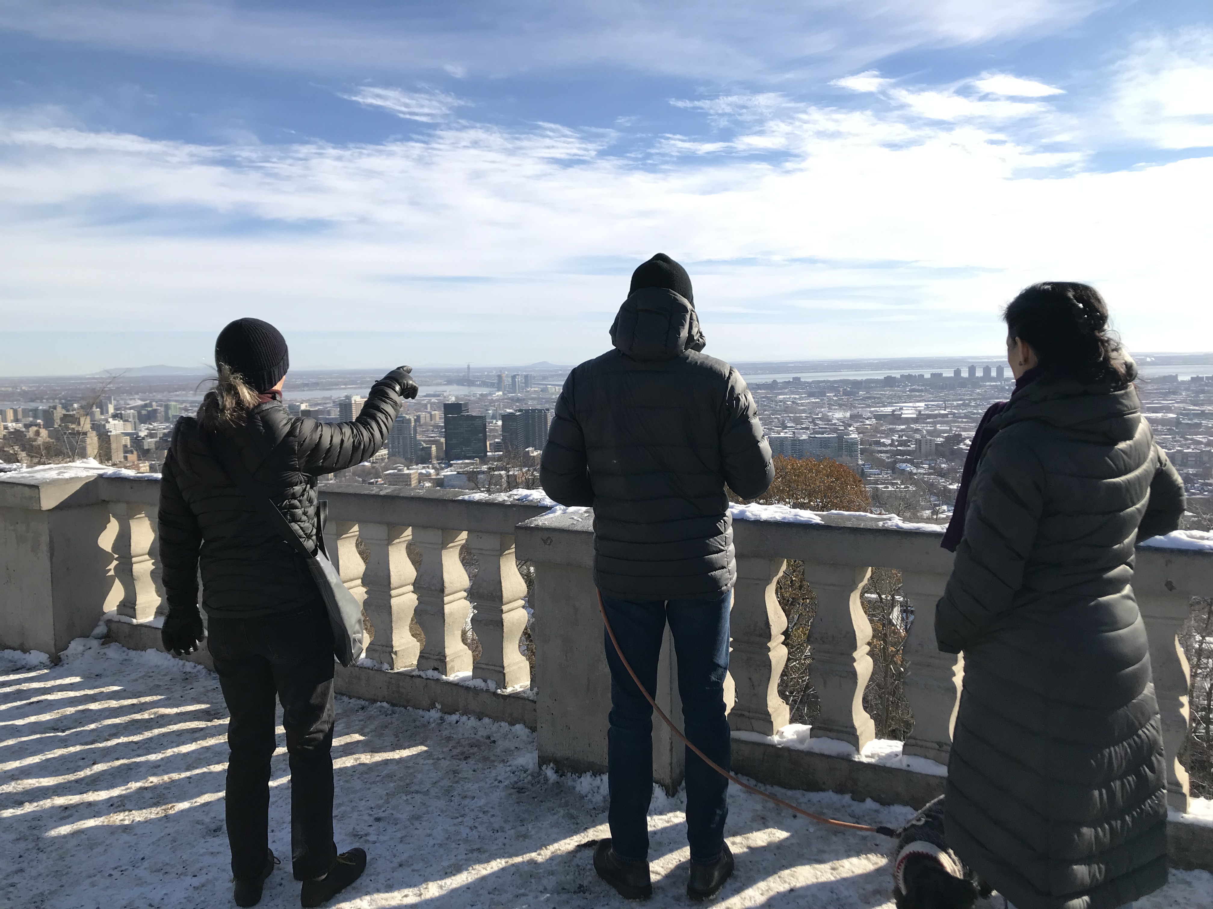 Mossy's family standing at an overlook