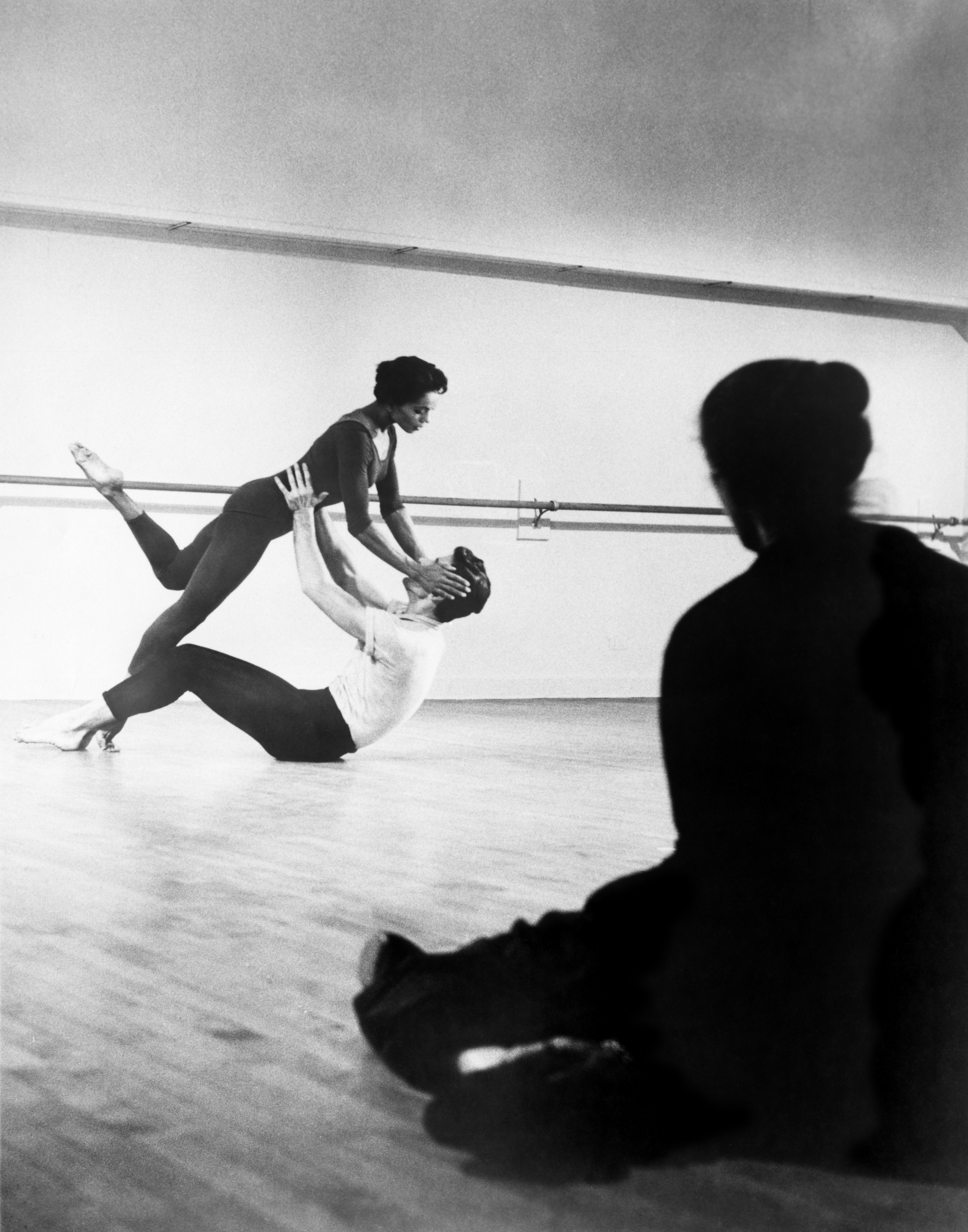 Dancers in studio in an historic (black and white) photograph