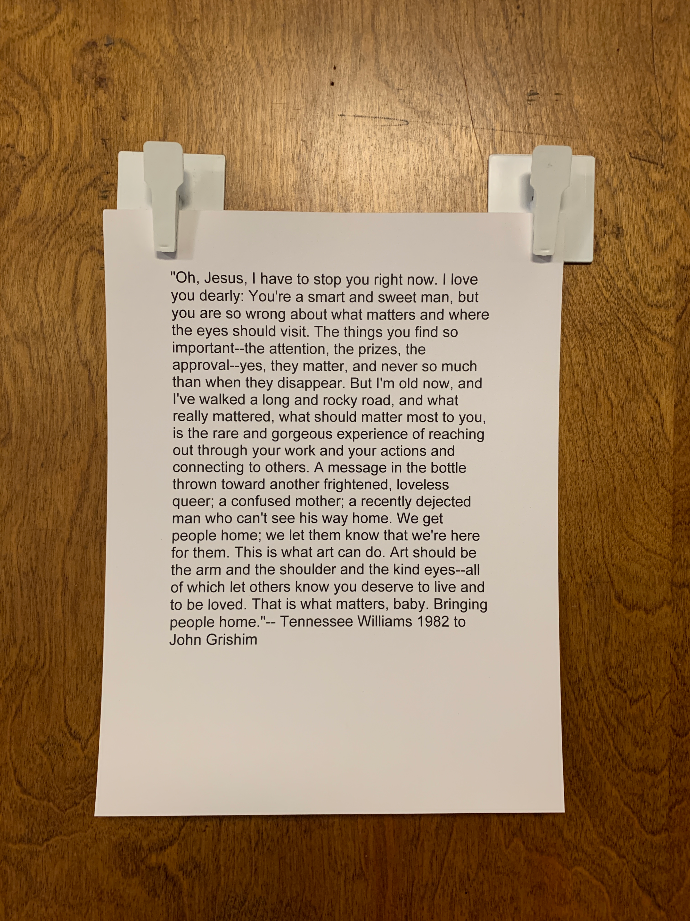 A paper with a quote posted on a door