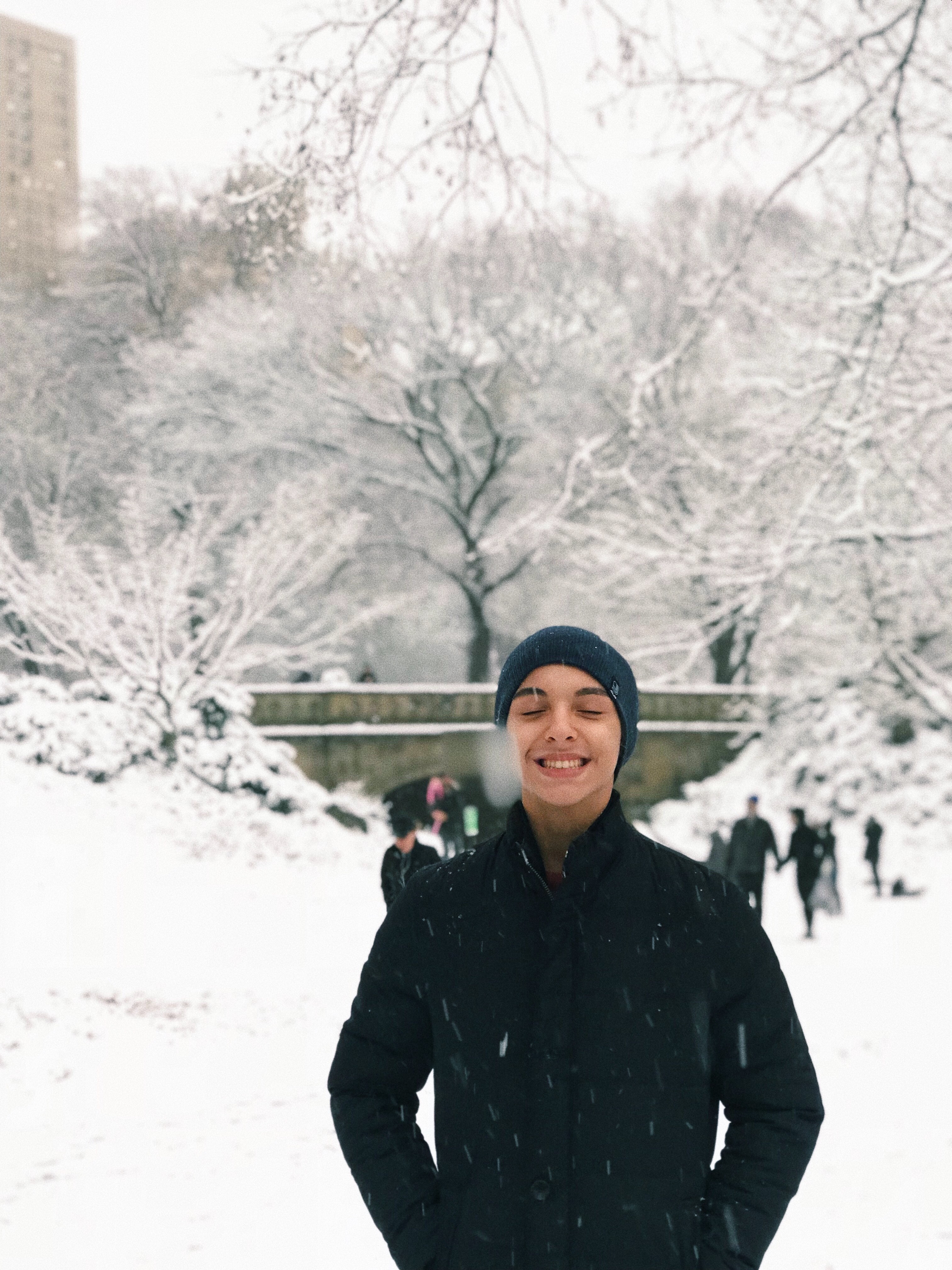 Alvaro enjoying a snow day in Central Park.