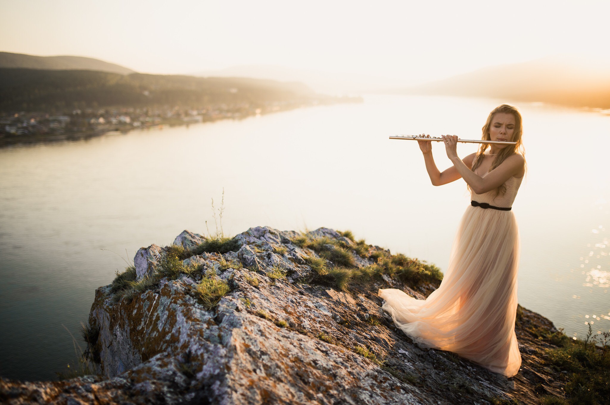 Taya playing the flute