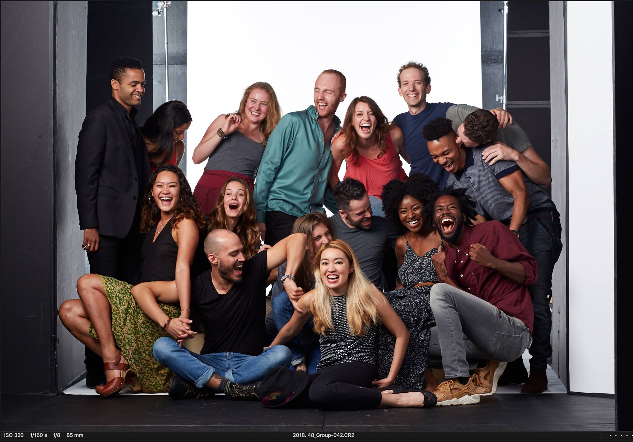 Photo: Group 48 at their fourth year of training (three people who are still in the group are not in the photo due to professional theater engagements) (Photo by Gregory Costanzo)