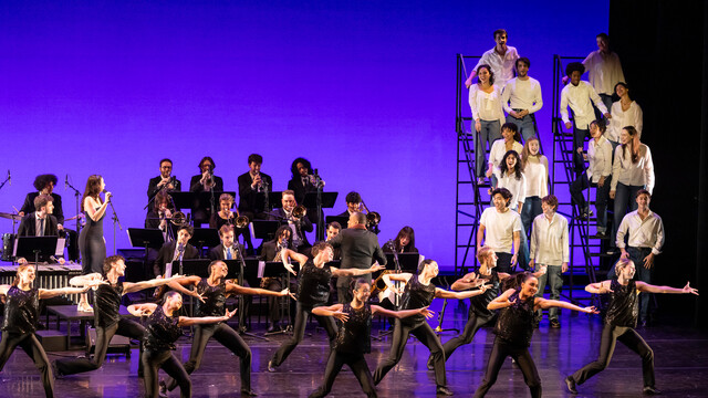 large group of performers on stage