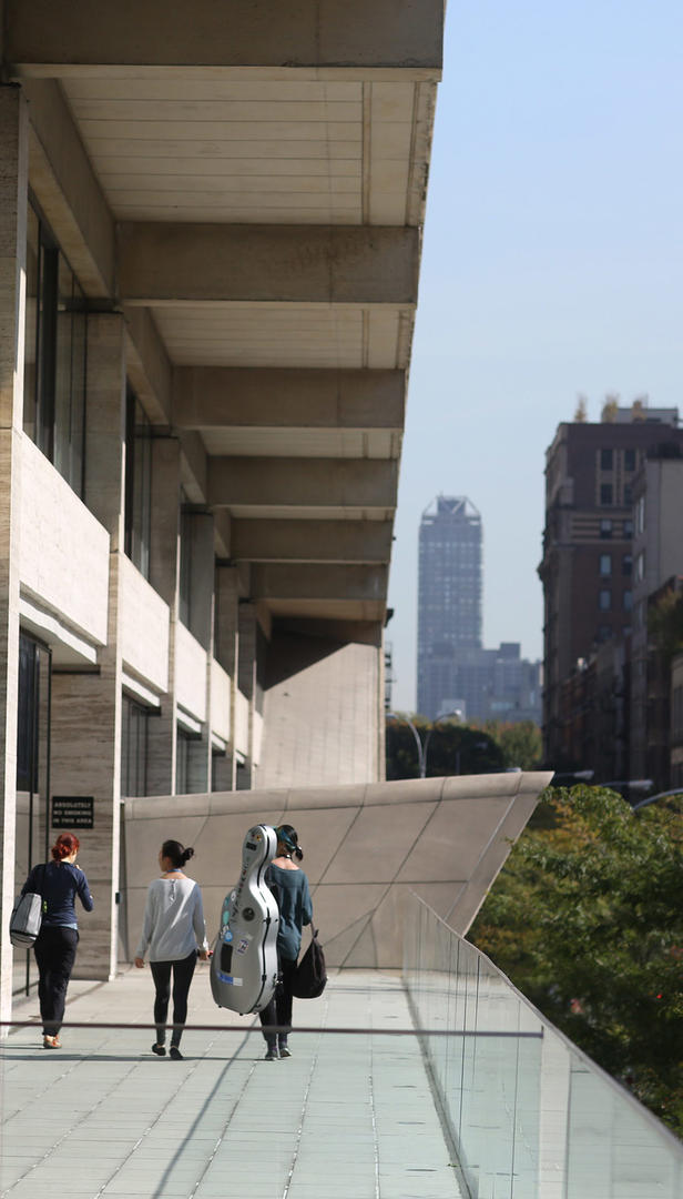 students outside Juilliard building