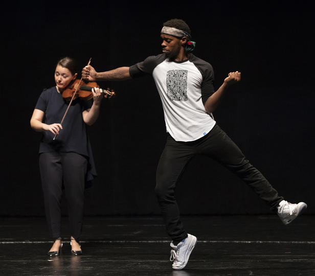Violinist Areta Zhulla and Dancer, Lil Buck performing together