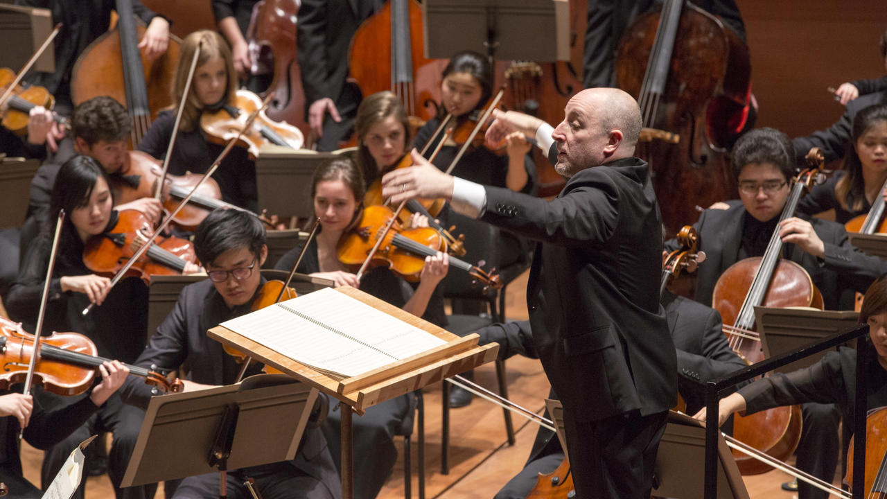 Conductor Jeffrey Milarsky and the Juilliard Orchestra