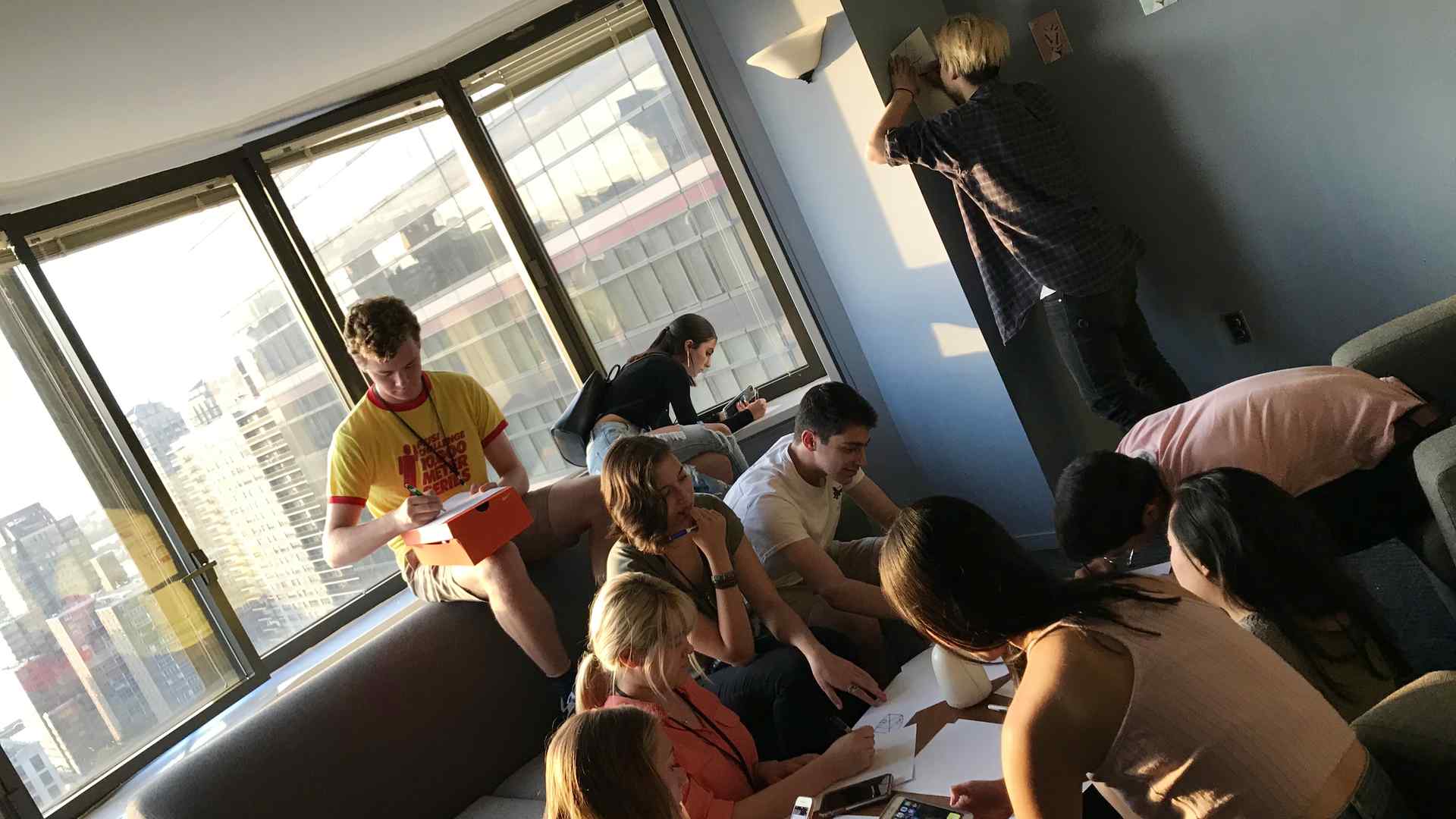 A group of students in a residence hall