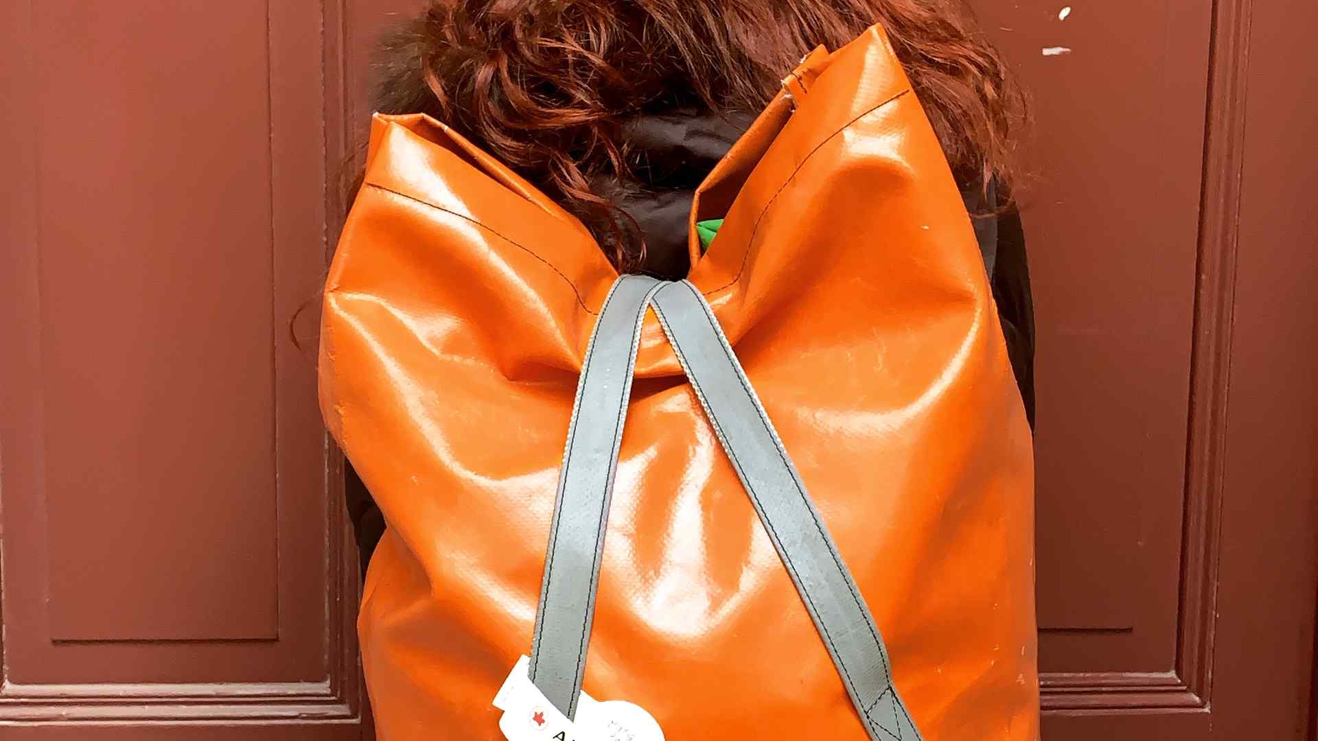 An orange backpack