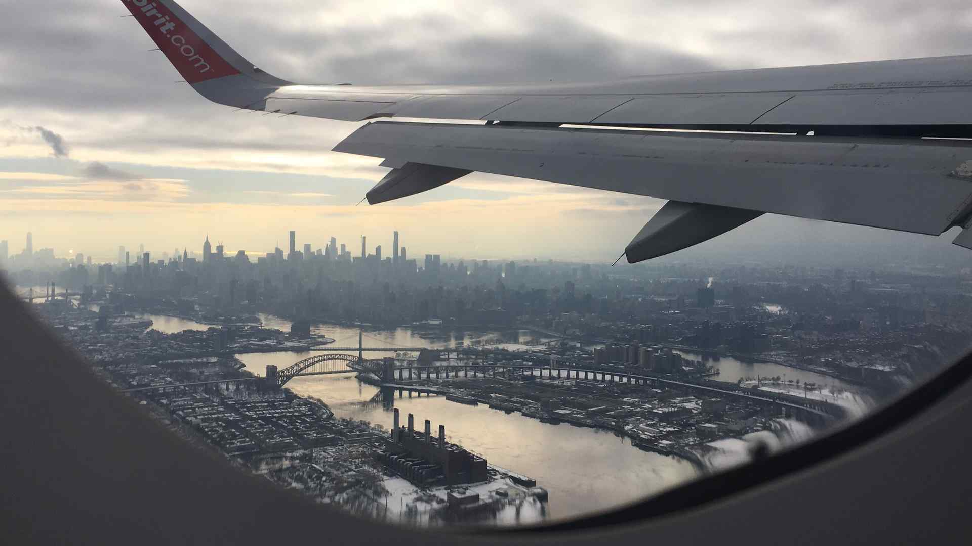 A view of New York from an airplane window