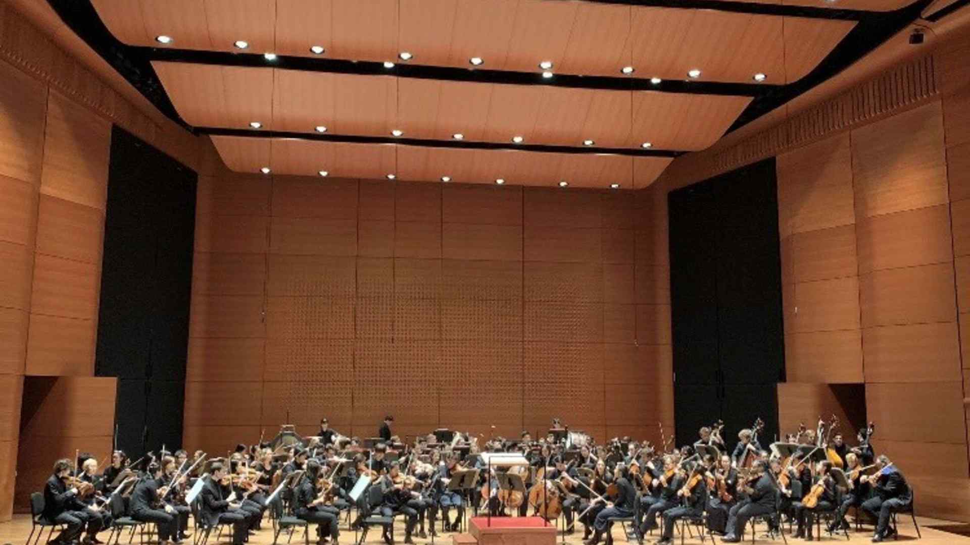 An orchestra onstage