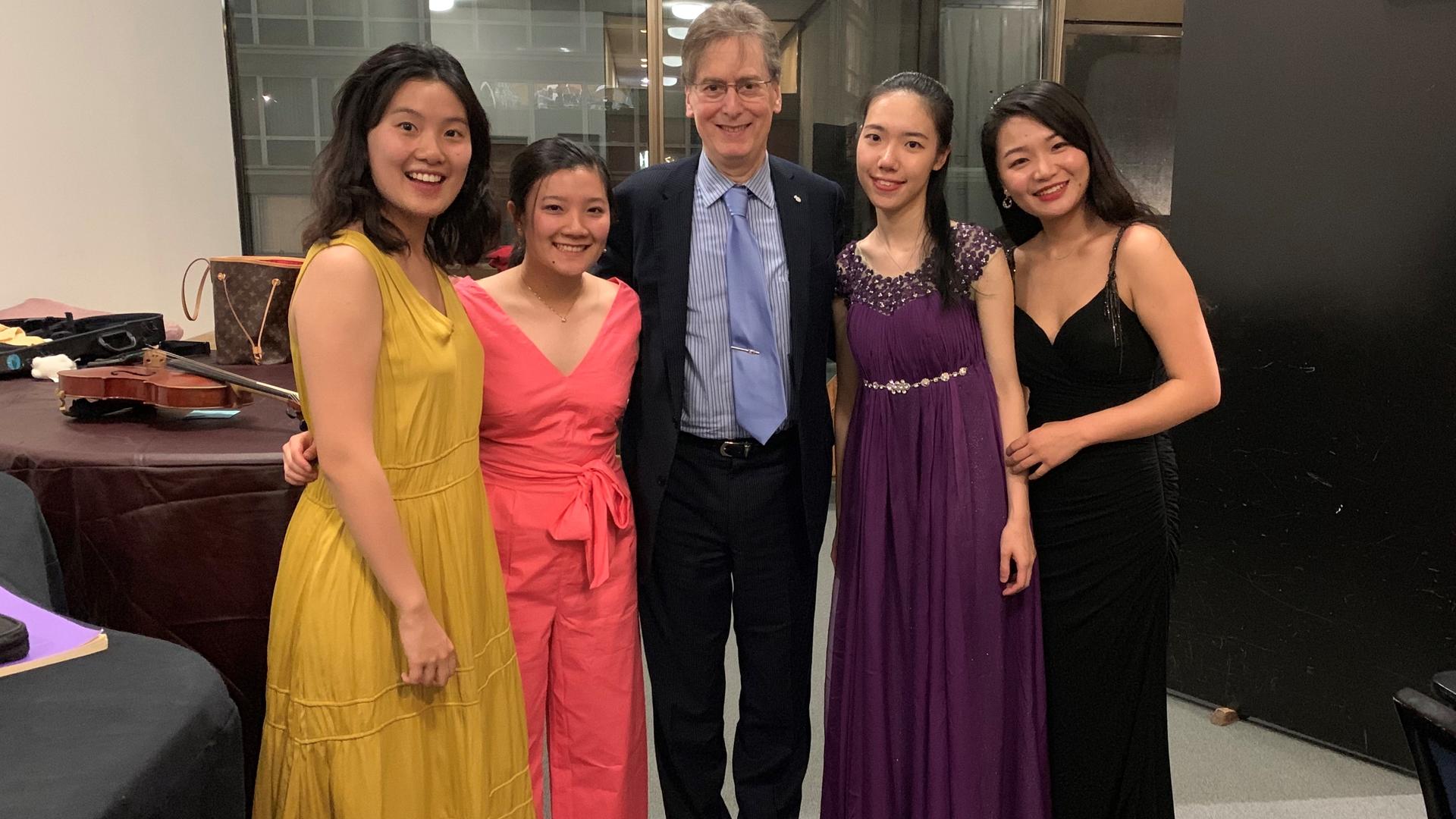 Chenchun among other Juilliard students after a show.