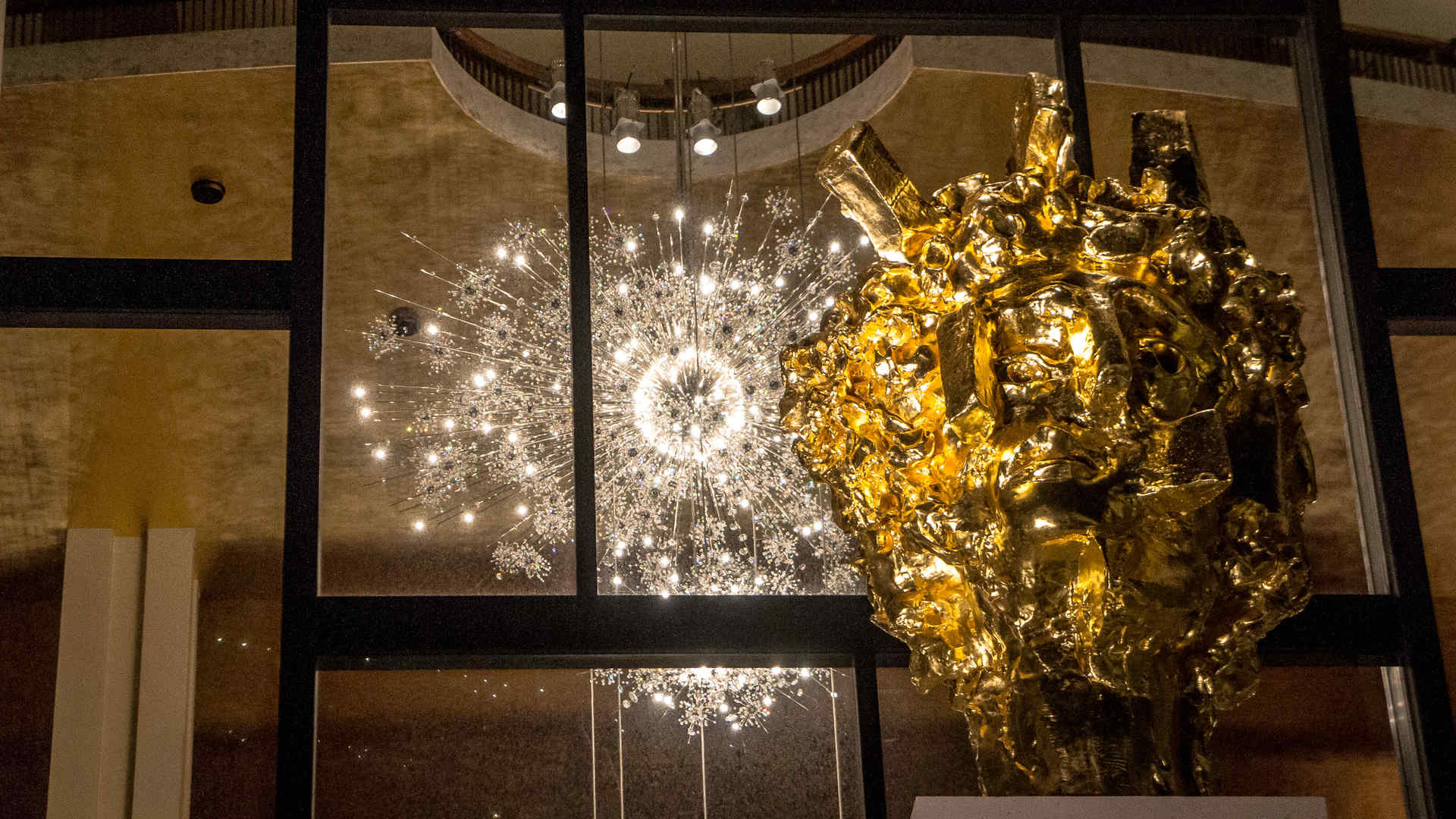 A chandelier at the Met Opera