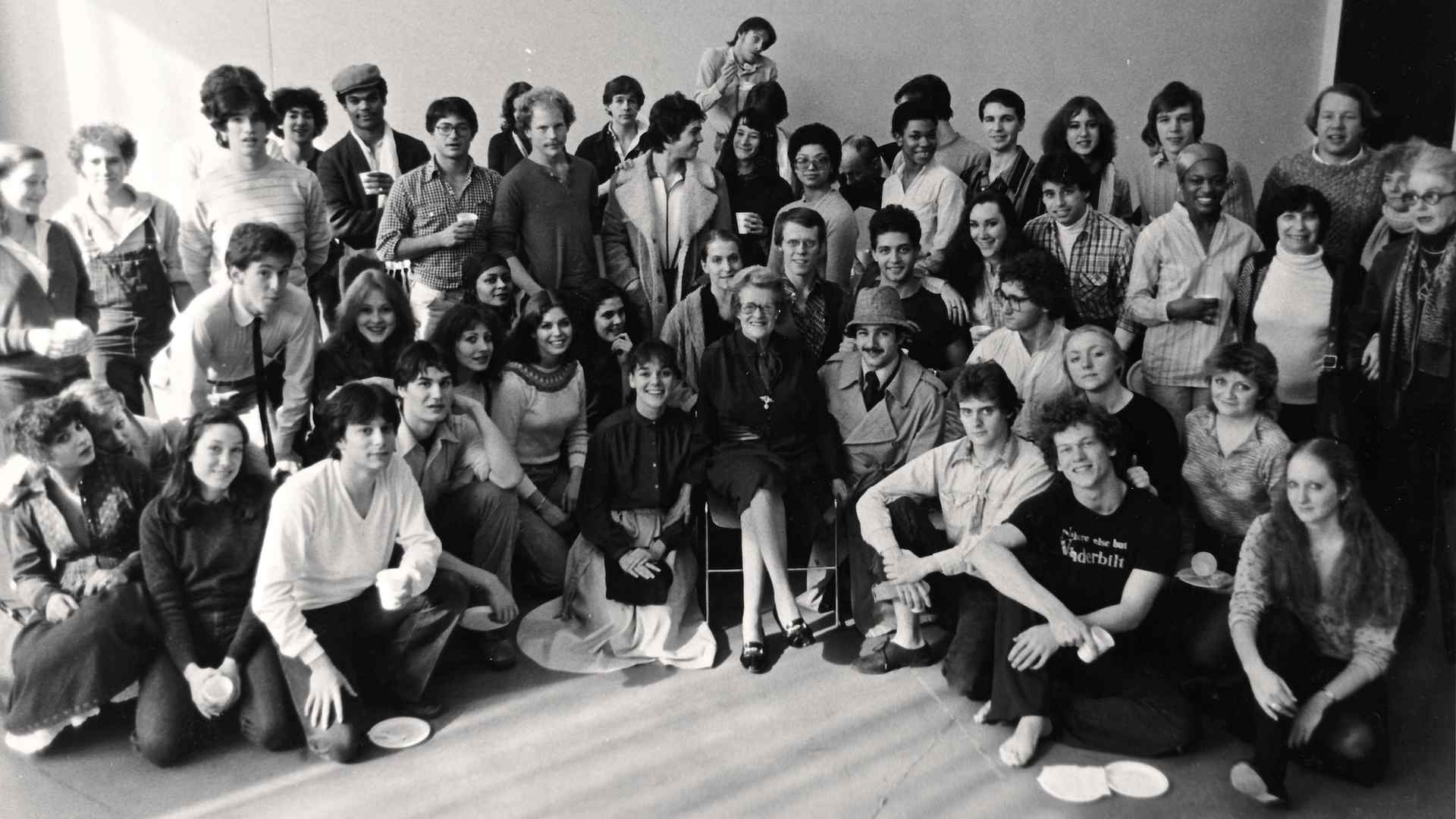 Archival portrait of drama Groups 10, 11, and 12 in black and white