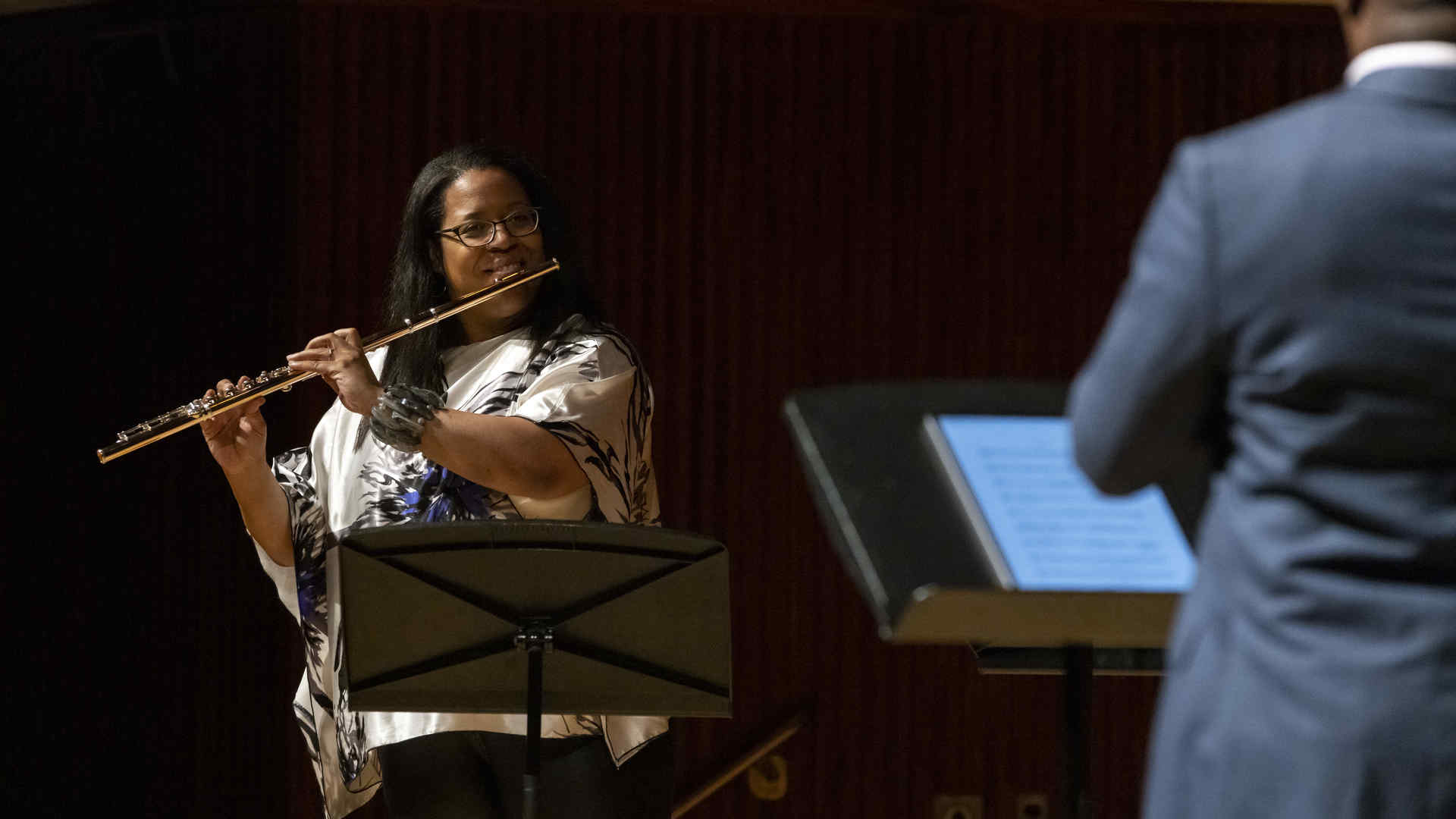 Valerie Coleman playing flute