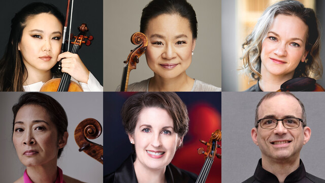string faculty headshot collage